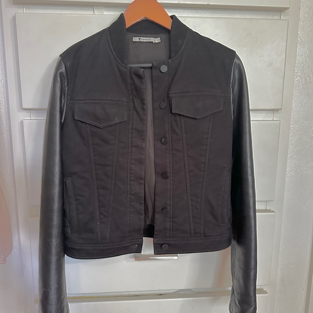 T Alexander Wang Sm Leather Jacket Bomber Varsity